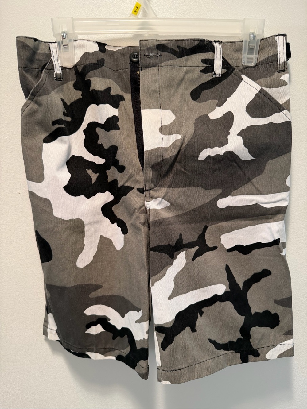 Kids Camo Military Shorts - Gray/Black/White